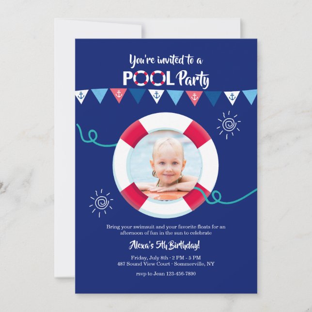 Convite Sinalizadores náuticos com Foto do Preserver de Vi (Frente)