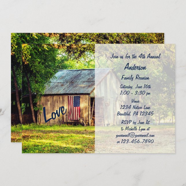 Convite Sindicato da Família de Amor com Bandeira American (Frente/Verso)