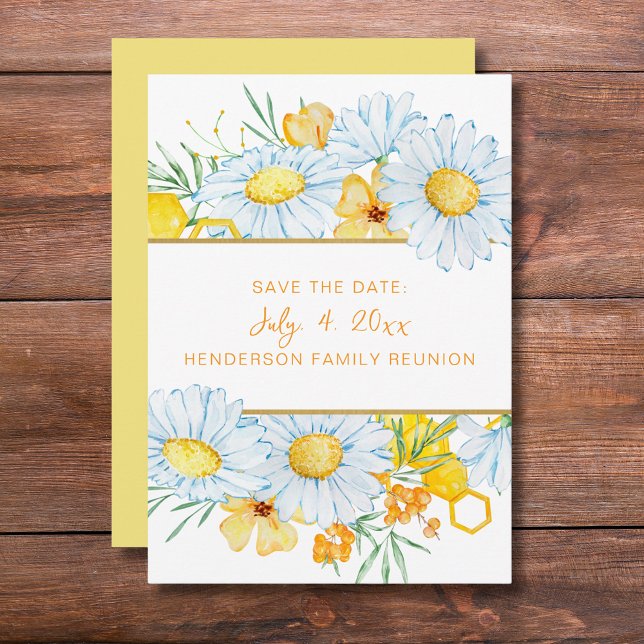 Convite Sindicato da Família Floral Branca Salvar a Data (Criador carregado)