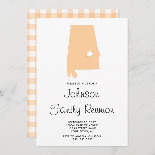 Convite Sindicato da Família Peach Alabama (Frente/Verso)