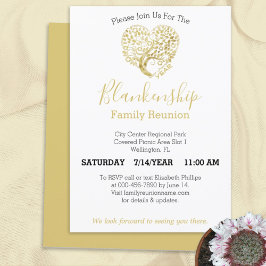 Convite Sindicato Dourado Personalizado da Família de Árvo