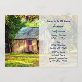 Convite Sindicato Rustic Barn American Flag Family Convida