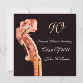 Convite SINFONIA MÚSICA CLÁSSICA GRADUAÇÃO MONOGRAMA marro