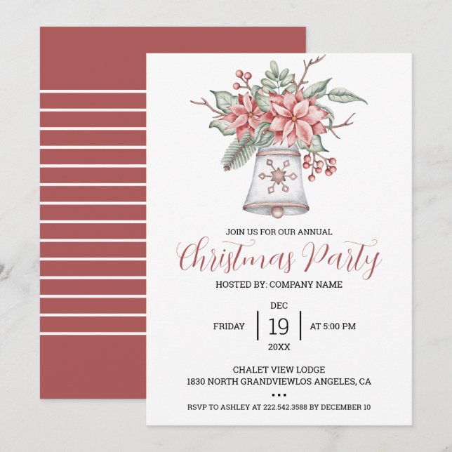 Convite Sino de Natal em aquarela (Frente/Verso)
