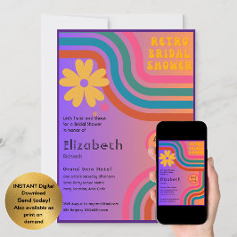 Convite Sinta A Batida! Chá de panela Cosmic Retro 70s