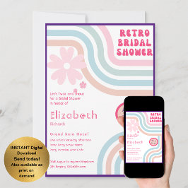 Convite Sinta A Batida! Chá de panela Cosmic Retro 70s