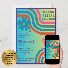 Convite Sinta A Batida! Chá de panela Cosmic Retro 70s