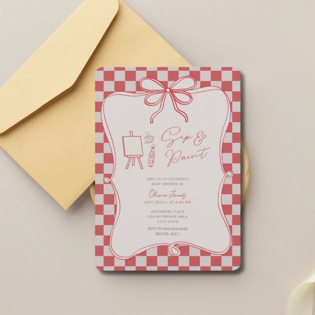 Convite Sip and paint baby shower (Criador carregado)