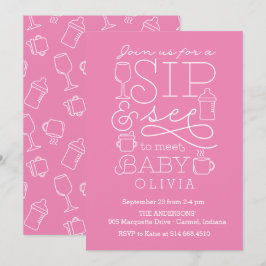 Convite Sip and See Baby Shower Invances Girl