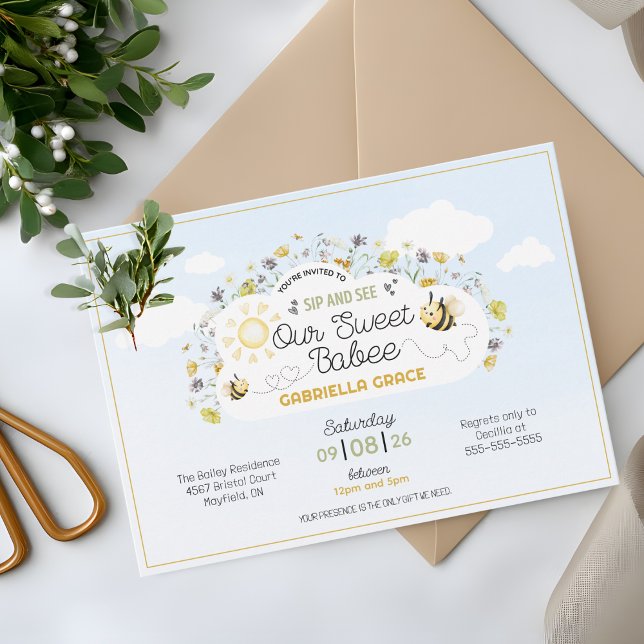 Convite Sip and See Our Babee Invitation (Criador carregado)