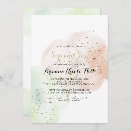 Convite Sip Confetti Dourado de Aquarela e Consulte