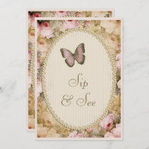 Sip & Consulte Vintage Pearls Lace Rosa Borboleta