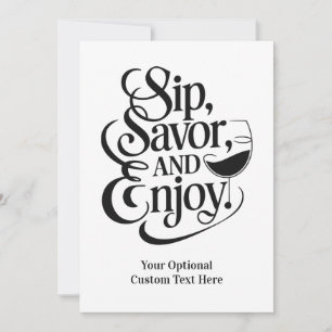 Convite Sip de Texto Personalizado, Salva, Aproveite