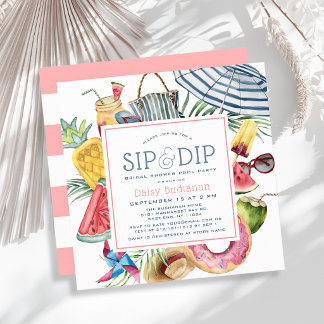Convite Sip & Dip Pool Party Umbrella Bridal Shower