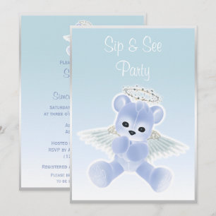 Convite Sip do Urso Azul Angel Teddy