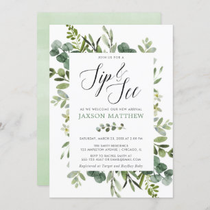 Convite Sip e veja o eucalipto verde neutro em relação ao 