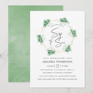 Convite Sip Geométrico de Aquarela Suculta e Consulte