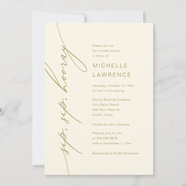 Convite Sip, Sip, Hooray, Celebração de Chá de panela (Frente)