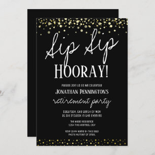 Convite Sip Sip Hooray Elegante Dourado Partido de Aposent