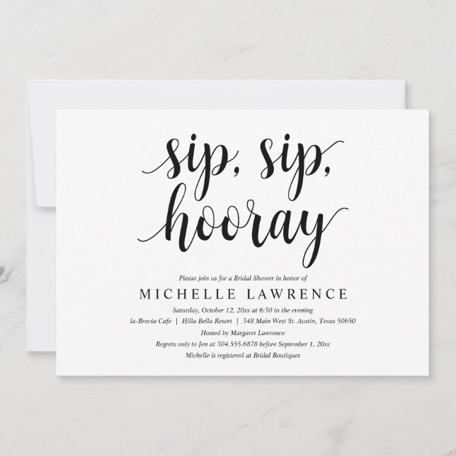Convite Sip, Sip, Hooray, Invita de Celebração de Chás de  (Frente)