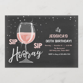 Convite Sip Sip Hooray Vinho De Chalkboard Aniversário