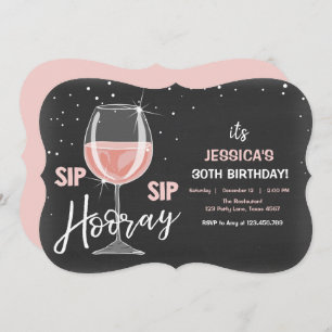 Convite Sip Sip Hooray Vinho De Chalkboard Aniversário