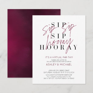 Convite Sip Sip Hooray Virtual Wine Chá de casamento Party