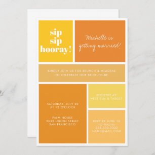 Convite Sip Sip Hooray Yellow Orange Bridal BrunChá