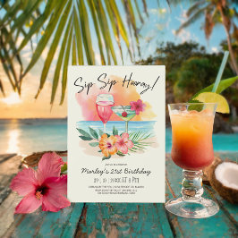 Convite Sippin costeira" | Sip Tropical Hooray Birday