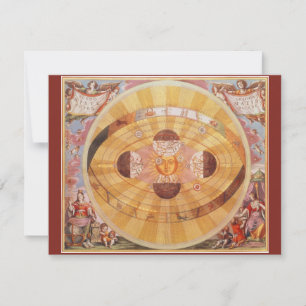 Convite Sistema Solar Copérnico Antiquado, Astronomia Vint