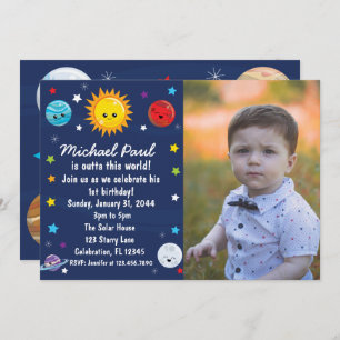 Convite Sistema Solar Kawaii Fora Deste Aniversário Mundia