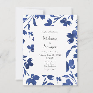 Convite Sistemas de Flores Indigo Watercolor