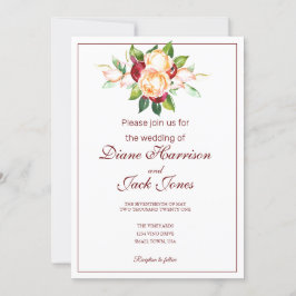 Convite Sistemas de rosa e Berry Watercolor