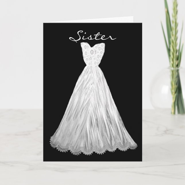 Convite SISTER Be My  Bridesmaid WHITE and SILVER Dress (Frente)