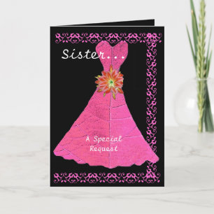 Convite SISTER Maid of Honor PINK Gown Lace Trim