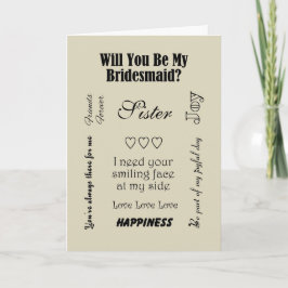 Convite Sister, Will You Be My Bridesmaid? Beige