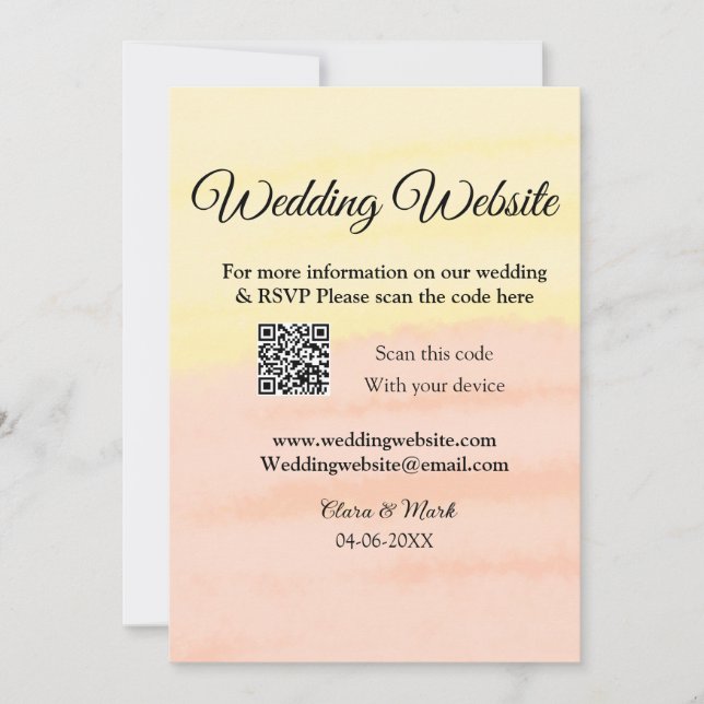 Convite Site de casamento adicionar código Q R digitalizaç (Frente)
