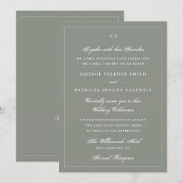 Convite Site de Casamento Código QR Monograma Verde Salvia