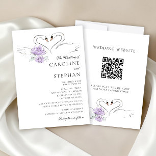 Convite Site de Casamento com Aquarela Floral de Cisne Ele