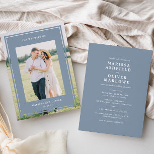 Convite Site de Casamento com Foto Emoldurada Azul de Duas