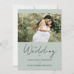 Convite Site de Casamento com Foto Personalizada Verde e B
