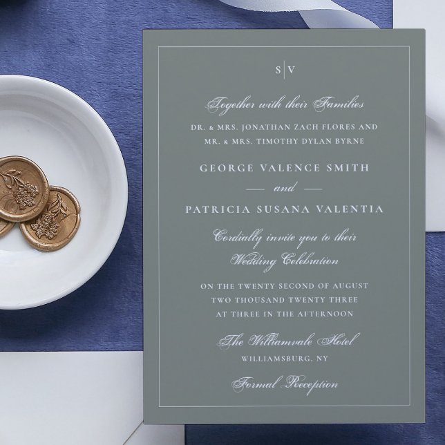 Convite Site de Casamento Elegante Monograma, com estrutur (Criador carregado)