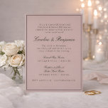 Convite Site de Casamento Mauve do Script de Fronteira Clá<br><div class="desc">Convite para Casamento Elegante de Script Tradicional Formal com Limite Estreito em Preto e Detalhes de RSVP Online em Dusty Mauve</div>
