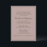 Convite Site de Casamento Mauve do Script de Fronteira Clá<br><div class="desc">Convite para Casamento Elegante de Script Tradicional Formal com Limite Estreito em Preto e Detalhes de RSVP Online em Dusty Mauve</div>