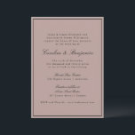 Convite Site de Casamento Mauve do Script de Fronteira Clá<br><div class="desc">Convite para Casamento Elegante de Script Tradicional Formal com Limite Estreito em Preto e Detalhes de RSVP Online em Dusty Mauve</div>