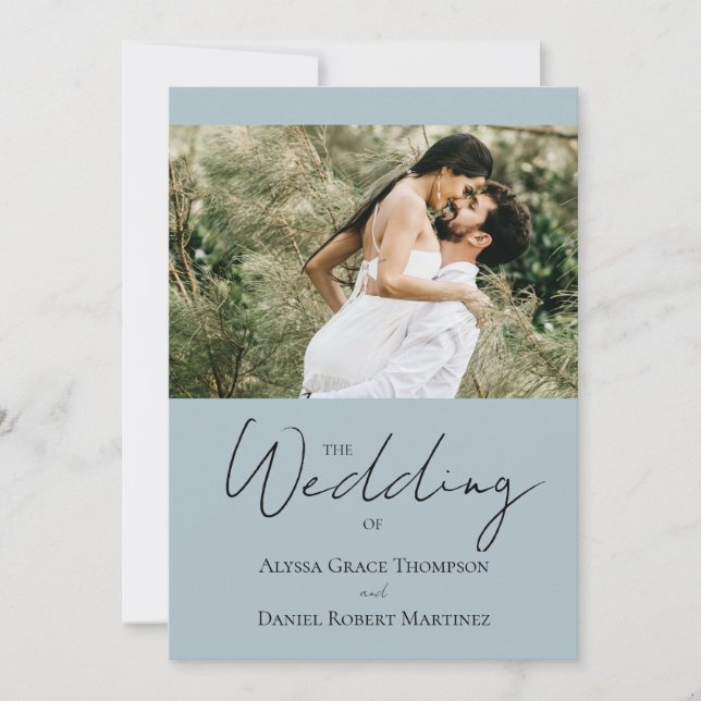 Convite Site de Casamento Personalizado com Foto Azul Poei (Frente)