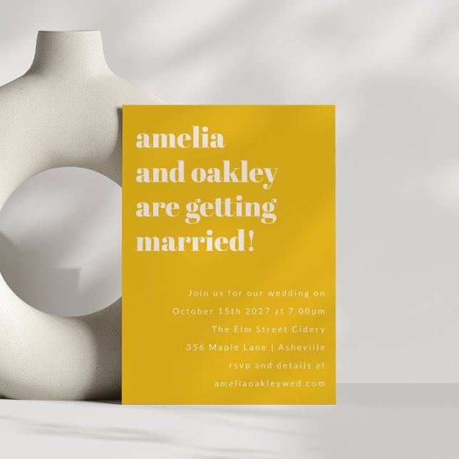 Convite Site de Casamento Simples Retro Amarelo Minimalist (Criador carregado)