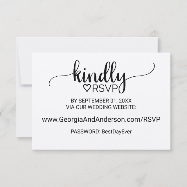 Convite Site de RSVP de casamento com caligrafia Kraft sim (Verso)