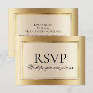 Convite Site de RSVP de casamento em ouro elegante