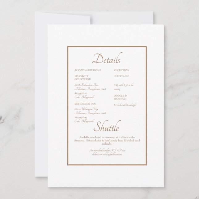 Convite Site Formal de Detalhes do Casamento em Texto Dour (Frente)